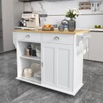 Desserte de cuisine moderne 112x40(70)x94cm - redom - comptoir pliable en bois tagre et roulettes - ...