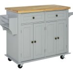 Desserte �lot de cuisine - homcom - 2 tiroirs 2 placards 2 portes range - bouteille r�glable - mdf h�v�a ...