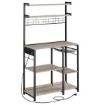 Desserte de cuisine - vasagle - multiprise �tag�res r�glables 8 crochets en s - gr�ge chin� et noir d?encre ...