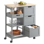 Desserte de cuisine  roulettes fkw79 - hg sobuy - avec tiroirs et etagres - l67xp37xh845cm - gris