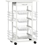 Homcom - desserte de cuisine - bois de pin - 57x37x83cm - blanc