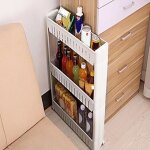 Desserte de cuisine - sanwood - chariot de niche - blanc - gain de place - conception multicouche - mobile ...