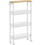 Desserte de cuisine vasagle - 4 niveaux - roulettes - cadre en acier - couleur ch�ne et blanc