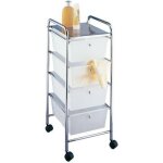 Desserte messina - wenko - tour de rangement 4 tiroirs - structure chrom� - tiroir plastique blanc