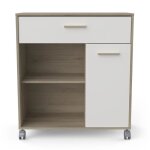 Desserte micro - ondes pour cuisine coloris chne kronberg blanc - longueur 81 x hauteur 9030 x profondeur ...