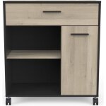 Desserte micro - ondes pour cuisine coloris chne kronberg noir mat - longueur 81 x hauteur 9030 x profondeur ...