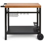 Desserte pour plancha - livoo - gs131 - m�tal - noir - 85 x 50 cm - range bouteille