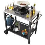 Desserte plancha - vevor - desserte plancha chariot de barbecue plan de travail en inox pour jardin1000 ...