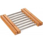Dessous de plat - paris prix - extensible en bambou & inox - 22  44 cm - bois & argent