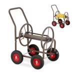 Relaxdays dvidoir arrosage jusqu? 60 m de tuyau 4 roues  caoutchouc dur attelage  clic enrouleur ...