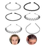 Diad�mes ondul�s - inf - lot de 6 - m�tal - �lastique - noir