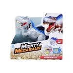 Dinosaure t - rex m�chant gris 31cm de haut - dino articule avec son et lumi�re - tyrannosaurus mighty ...