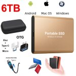 Disque dur externe mini ssd portable 6tb 6to stockage or avec otg + tui housse sac de protection