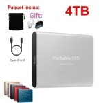 Ssd 4t disque dur externe portable hdd argent avec otg adaptateur type - c usb + pochette de stockage ...