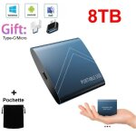 Disque dur externe portable ssd hdd 8tb 8to bleu avec otg type - c micro mini taille + pochette sac de ...