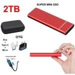 Disque dur externe ssd portable 2tb 2to rouge avec otg + tui housse sac de protection hdd pour pc ordinateur ...