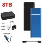Disque dur externe ssd portable 8tb 8to bleu avec otg + tui housse sac de protection hdd pour pc ordinateur ...