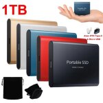 Disque dur ssd externe portable 1tb 1to otg type - c usb mini taille noir avec pochette sac de stockage ...