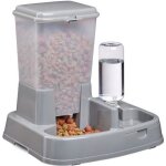 Relaxdays distributeur d?eau et de croquettes duo automatique pour chiens & chats bouteille 4 l plastique ...