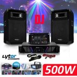 Dj - 300 pack sonorisation complet avec enceintes table de mixage amplificateur 480w + pack 4 jeux de ...