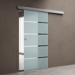 Doporro porte coulissante int�rieur 775x215 verre bande opaque poign�e ronde distance au mur de 25mm ...