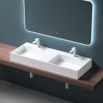 Mai & mai double lavabo suspendu blanc 120cm vasque à poser pour 2 évier lave mains salle de bain sans ... Mai & mai double lavabo suspendu blanc 120cm vasque à poser pour 2 évier lave mains salle de bain sans ...