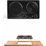 Double plaque chauffante encastrable �lectrique 2 foyers 2500 w protection contre la surchauffe noire ...