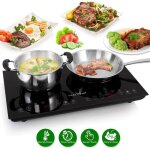 Double plaque  induction en vitrocramique nutrichef - table de cuisson avec deux brleurs lectriques ...