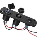 Double prise de chargeur de voiture usb avec prise allume cigare 12v voltm�tre � led et commutateur ind�pendan ...
