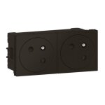 Prise de courant - legrand - mosaic link - double 2p + t - noir mat - 16a - 4 modules