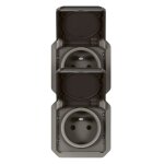Double prise de courant - legrand - plexo - 2p + t - verticale - etanche ip55