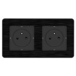 Prise 2p + t 2x16a - easy eject complet - m�tal noir bross� kouro - zenitech