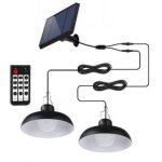 Double suspensions solaires - lumisky - waren - 18 cm - abat - jour mtal noir - led blanc froid