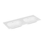 Double vasque � encastrer en r�sine effet pierre - blanc - l120 x l46 cm - atiwa