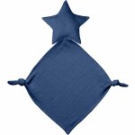 Doudou mouchoir b�b� �toile 46cm bleu fonc�