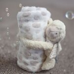 Doudou mouton et plaid ecru 100x75 cm