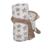Plaid avec peluche singe marron chocolat 100x75 cm Plaid avec peluche singe marron chocolat 100x75 cm