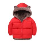 Doudoune b�b� - funmoon - rouge - manteau � capuche - 1 � 6 ans - polyester et duvet de coton