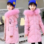 Doudoune à capuche pour filles - marque - longue dhiver - rose Doudoune à capuche pour filles - marque - longue dhiver - rose