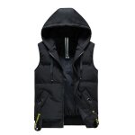 Doudoune capuche homme hiver chaude sans manches casual veste zippee couluer unie automne - hiver - noir ... Doudoune capuche homme hiver chaude sans manches casual veste zippee couluer unie automne - hiver - noir ...