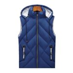 Doudoune capuche homme sans manches automne hiver chaude couleur unie - bleu
