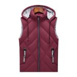 Doudoune capuche homme sans manches automne hiver chaude couleur unie - rouge