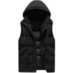 Doudoune capuche homme sans manches veste zippee chaude automne hiver couleur unie - noir Doudoune capuche homme sans manches veste zippee chaude automne hiver couleur unie - noir