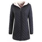 Doudoune  capuche en polaire dhiver doudoune femme mi - longue coupe slim
