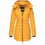 Doudoune chauffante femmes hiver long chaud - trench avec capuche - xh579 - jaune