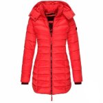Doudoune chauffante femmes hiver long chaud - trench avec capuche - xh579 - rouge
