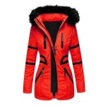 Doudoune chauffante femmes hiver long - trench avec capuche - xh583 - rouge