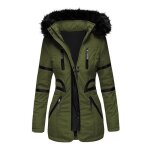 Doudoune chauffante femmes hiver long - trench avec capuche - xh583 - vert Doudoune chauffante femmes hiver long - trench avec capuche - xh583 - vert