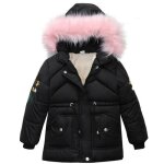 Doudoune chauffante fille hiver long chaud - trench avec capuche - plus de velours - xd540 - noir Doudoune chauffante fille hiver long chaud - trench avec capuche - plus de velours - xd540 - noir