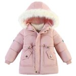 Doudoune chauffante fille hiver long chaud - trench avec capuche - plus de velours - xd540qq - rose